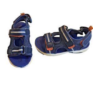 Cat & Jack Boy's Brent Navy Blue Double Strap Sandals Kids Size 12 Adjustable